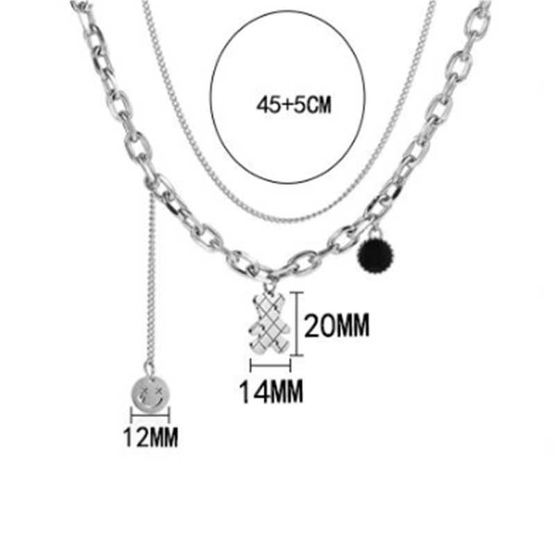 尾链5cmx笑脸直径12mmx小熊长度20mmx小熊宽度14mmx外链长度45mmx内链长度39mm