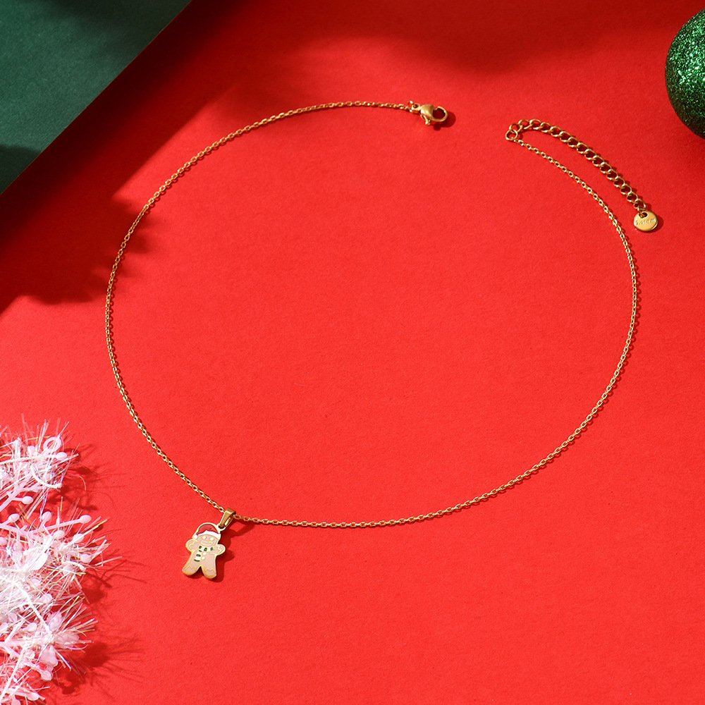 Niche Christmas-Style Cute Luxury Necklace With Gingerbread Man Design