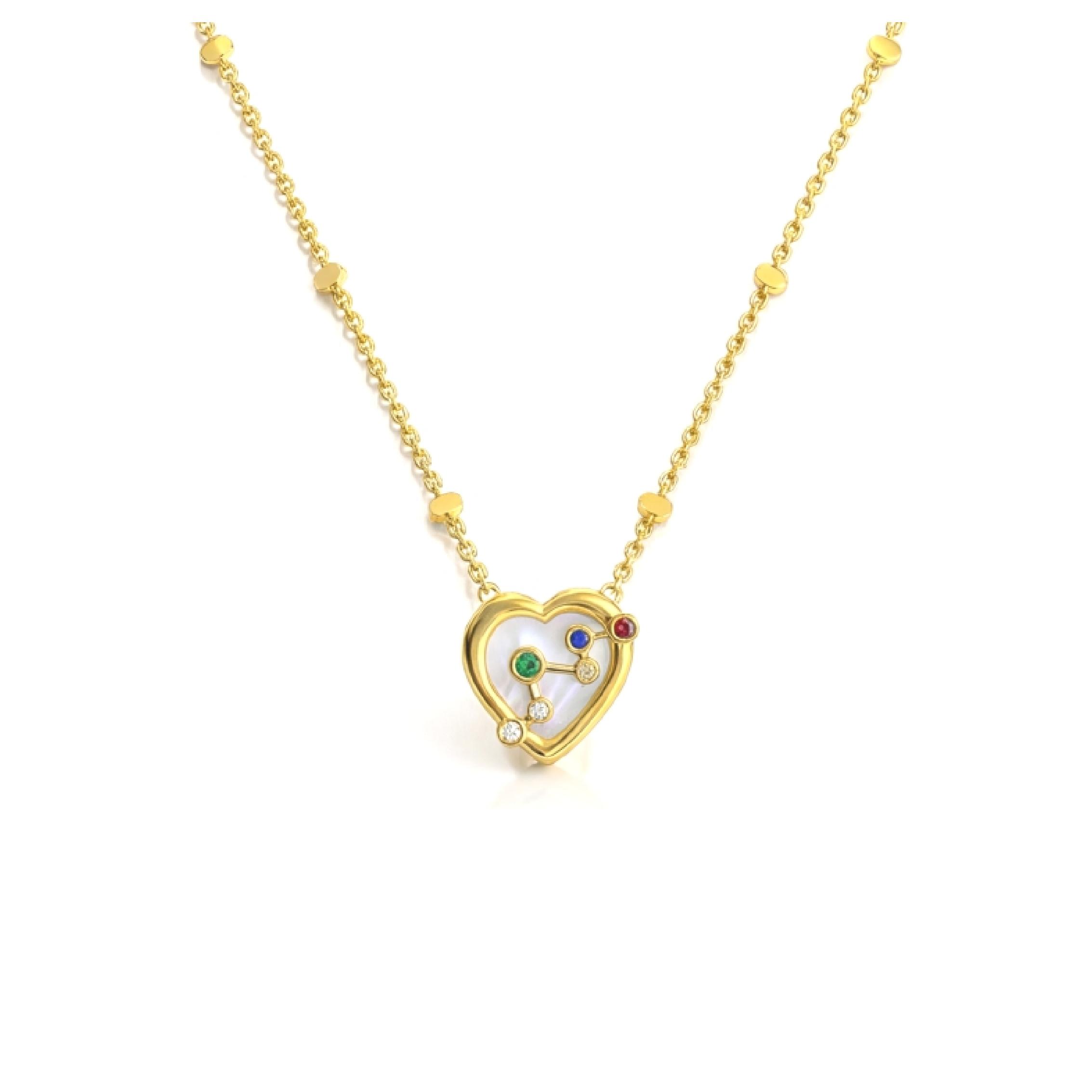 Color Gem Mother-of-Pearl Heart Necklace, Light Luxury Romantic-Style Necklace
