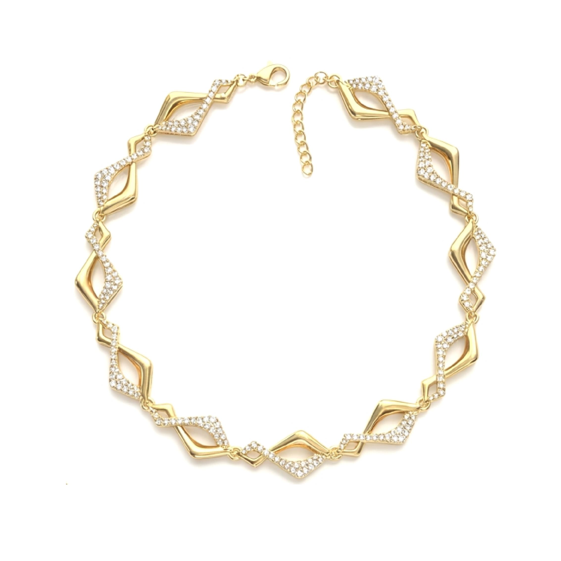 Diamond Gold Chain Diamond-Pattern Bracelet, Luxury Sparkling Geometric-Style Bracelet