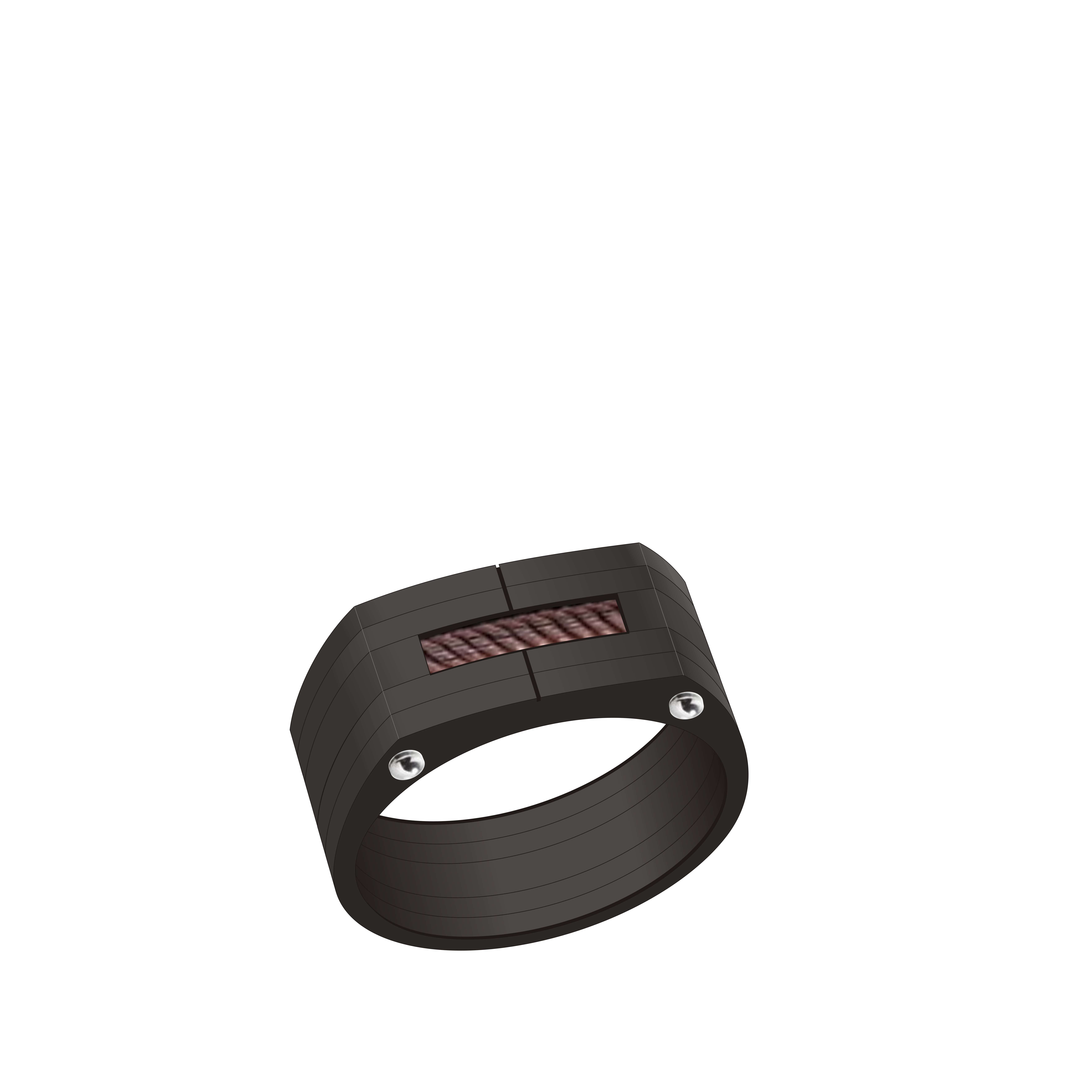 Eye - Catching Ring, Black Base With Brown Patterns And Rivets