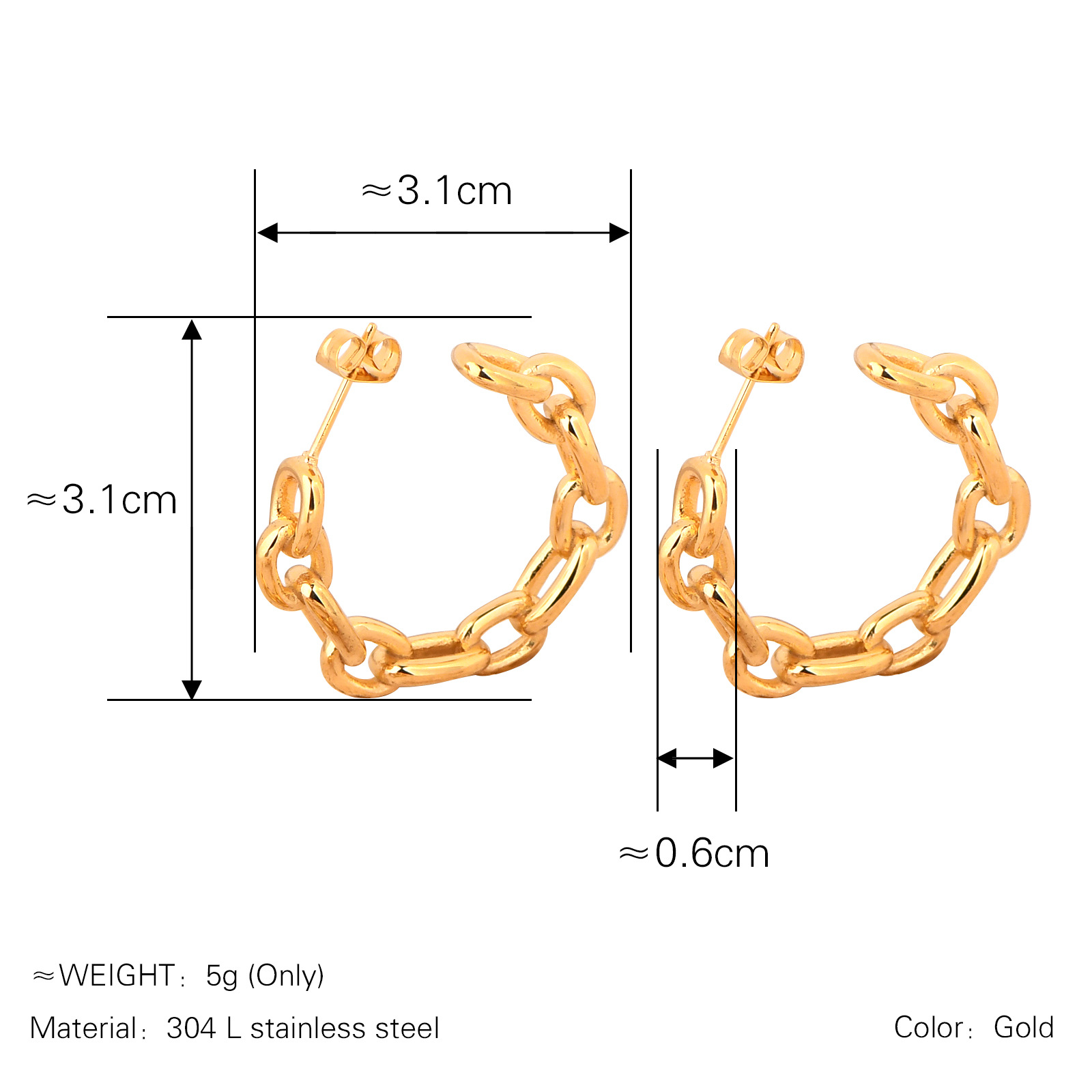 长度3.1cmx宽度3.1cmx面宽0.6cm